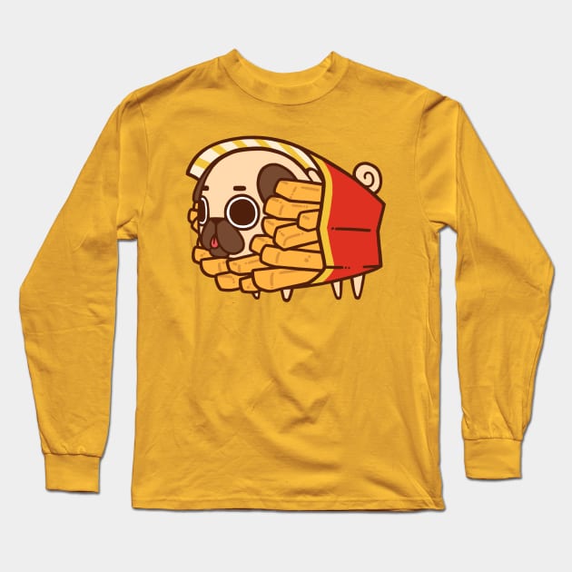 Fries Puglie Long Sleeve T-Shirt by Puglie Pug 